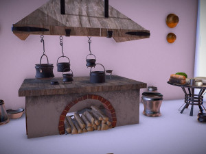 medieval kitchen low poly asset pack 3D Model