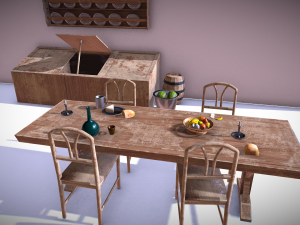 medieval kitchen low poly asset pack 3D Model