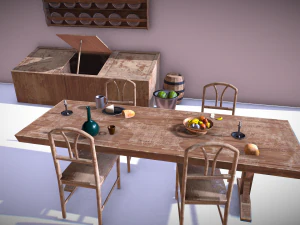 medieval kitchen low poly asset pack 3D Model