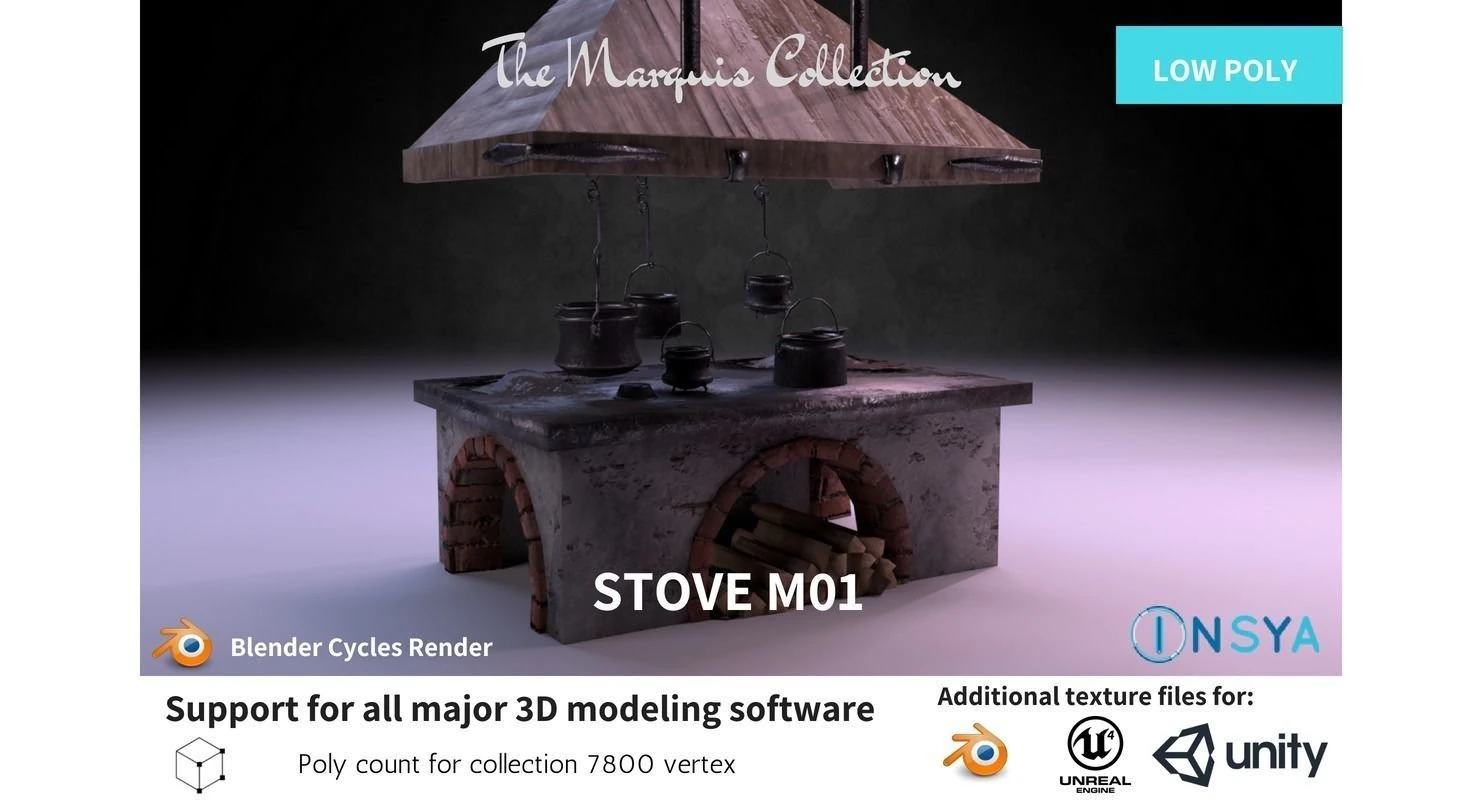 classic stove - the marquis collection 3D Model .c4d .max .obj .3ds .fbx .stl .blend 