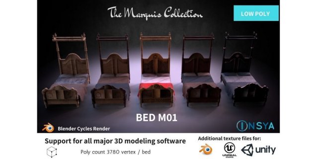 bed m01 - the marquis collection 3D Model .c4d .max .obj .3ds .fbx .stl .blend 