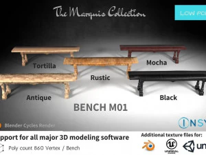 лавка m01 - колекція Marquis 3D Модель