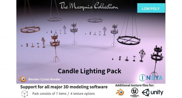 candle lighting pack - the marquis collection 3D Модель .c4d .max .obj .3ds .fbx .stl .blend 