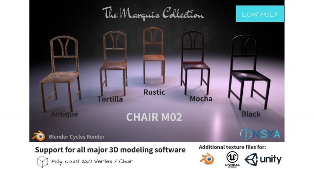 chair m02 - the marquis collection 3D Модель .c4d .max .obj .3ds .fbx .stl .blend 