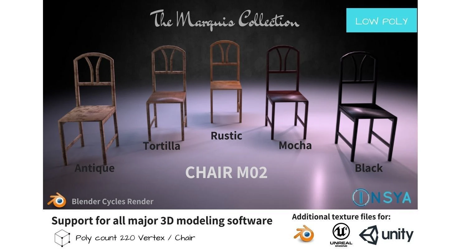 chair m02 - the marquis collection 3D Model .c4d .max .obj .3ds .fbx .stl .blend 