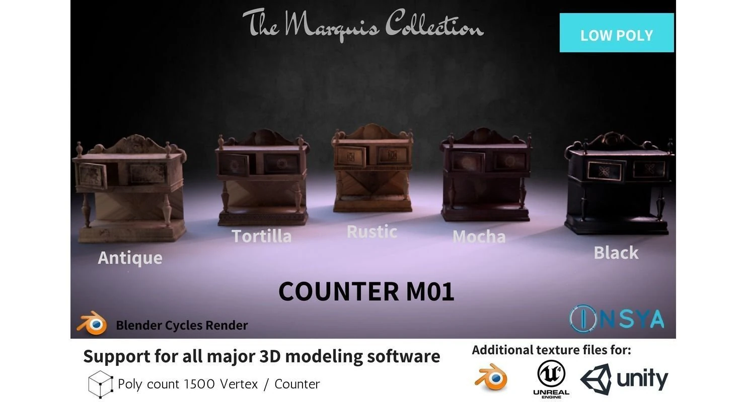 counter m01 - the marquis collection 3D Model .c4d .max .obj .3ds .fbx .stl .blend 