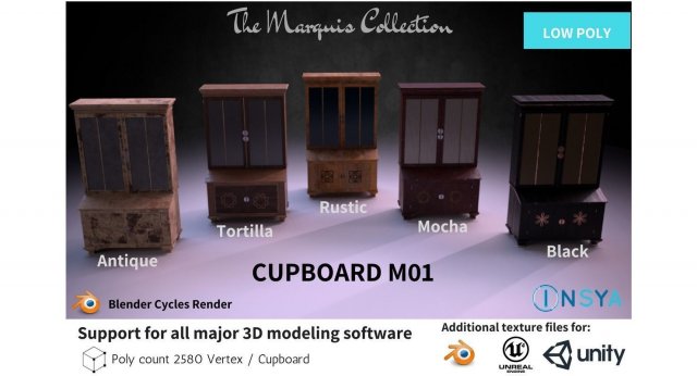 cupboard m01 - the marquis collection 3D Model .c4d .max .obj .3ds .fbx .stl .blend 