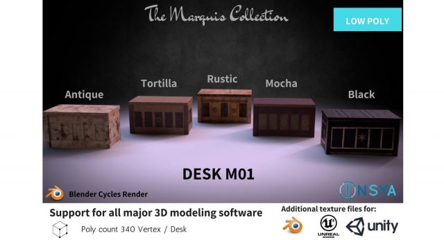 desk m01 - the marquis collection Modelo 3D .c4d .max .obj .3ds .fbx .stl .blend 