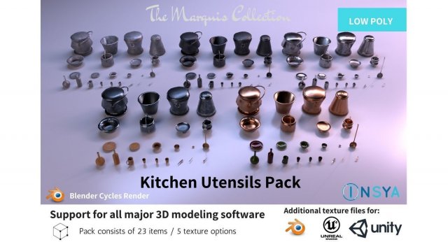 kitchen utensils pack - the marquis collection 3D मॉडल .c4d .max .obj .3ds .fbx .stl .blend 