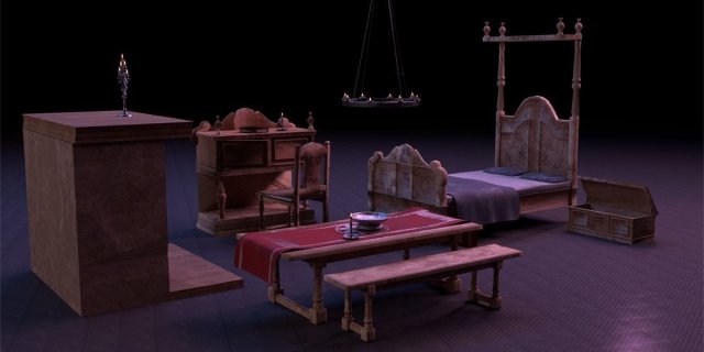 medieval bedroom asset pack Modello 3D .c4d .max .obj .3ds .fbx .stl .blend 