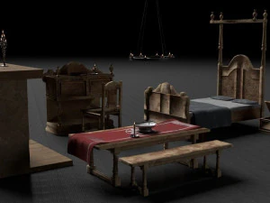 medieval bedroom asset pack 3D Model