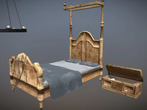 medieval bedroom asset pack 3D Model