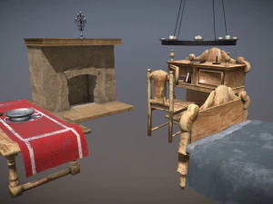 medieval bedroom asset pack 3D Model