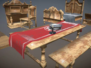 medieval bedroom asset pack 3D Model
