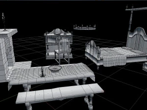 medieval bedroom asset pack 3D Model