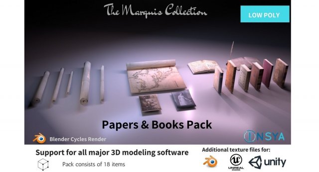papers books pack - the marquis collection 3D Model .c4d .max .obj .3ds .fbx .stl .blend 