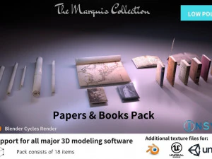 papieren boekenpakket - de markiescollectie 3D Model