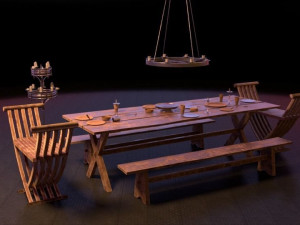 medieval dining table 3D 모델