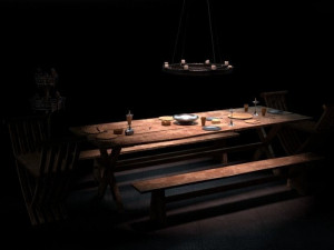 medieval dining table Model 3D
