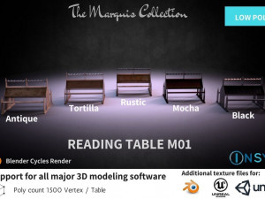reading table m01 - the marquis collection 3D 모델