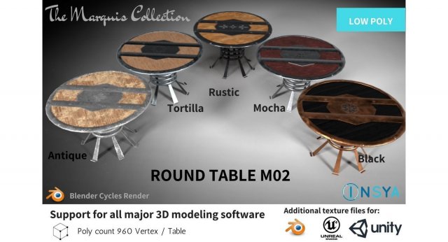 round table m02 - the marquis collection 3D Модель .c4d .max .obj .3ds .fbx .stl .blend 