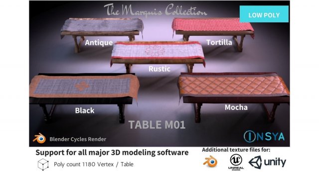 table m01 - the marquis collection 3D मॉडल .c4d .max .obj .3ds .fbx .stl .blend 