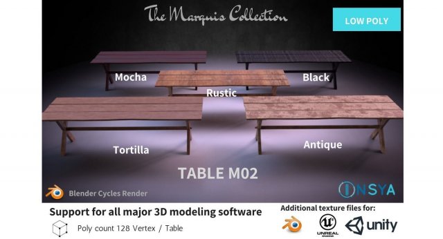 table m02 - the marquis collection 3D Model .c4d .max .obj .3ds .fbx .stl .blend 