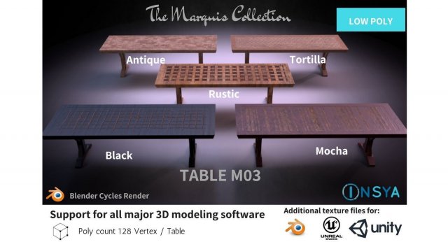 table m03 - the marquis collection Modello 3D .c4d .max .obj .3ds .fbx .stl .blend 