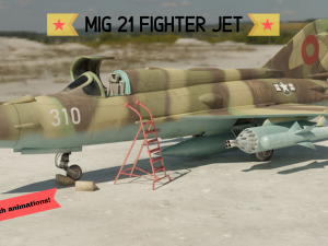 mig 21 - rigged animated - with interior - m1 3D 모델