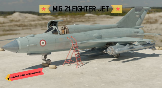 mig 21 - rigged animated - with interior - m2 3D Model .c4d .max .obj .3ds .fbx .stl .blend 