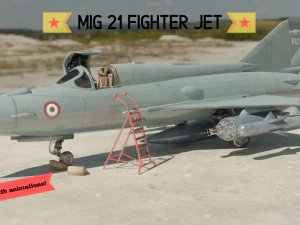 mig 21 - rigged animado - com interior - m2 Modelo 3D