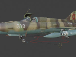 mig 21 - rigged animated - with interior - m2 3D Model