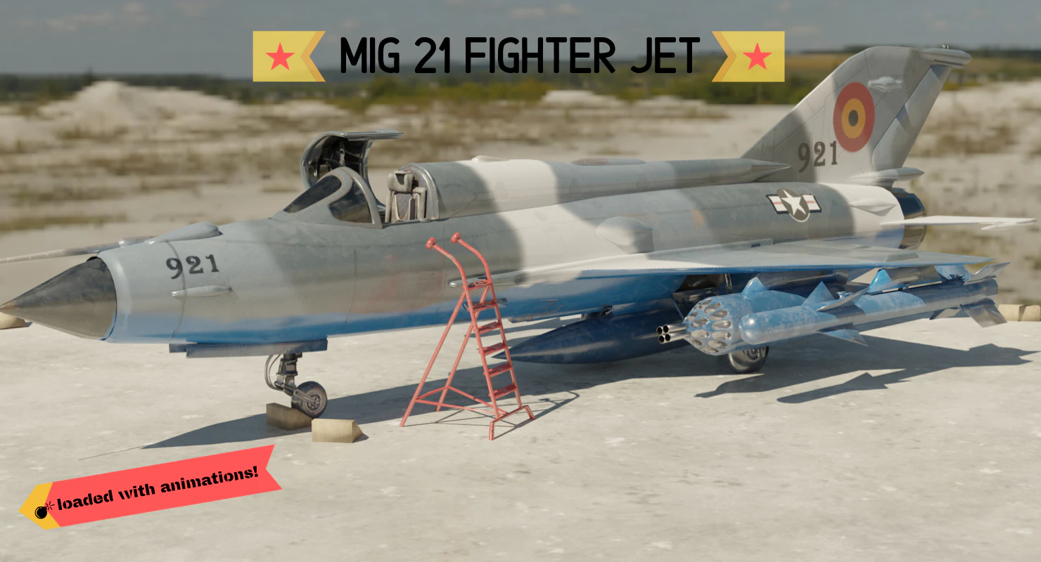 mig 21 - rigged animated - with interior - m3 3D Model .c4d .max .obj .3ds .fbx .stl .blend 