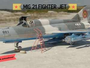 mig 21 - rigged animated - with interior - m3 3D 모델