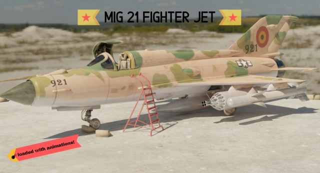mig 21 - rigged animated - with interior - m4 3D 模型 .c4d .max .obj .3ds .fbx .stl .blend 