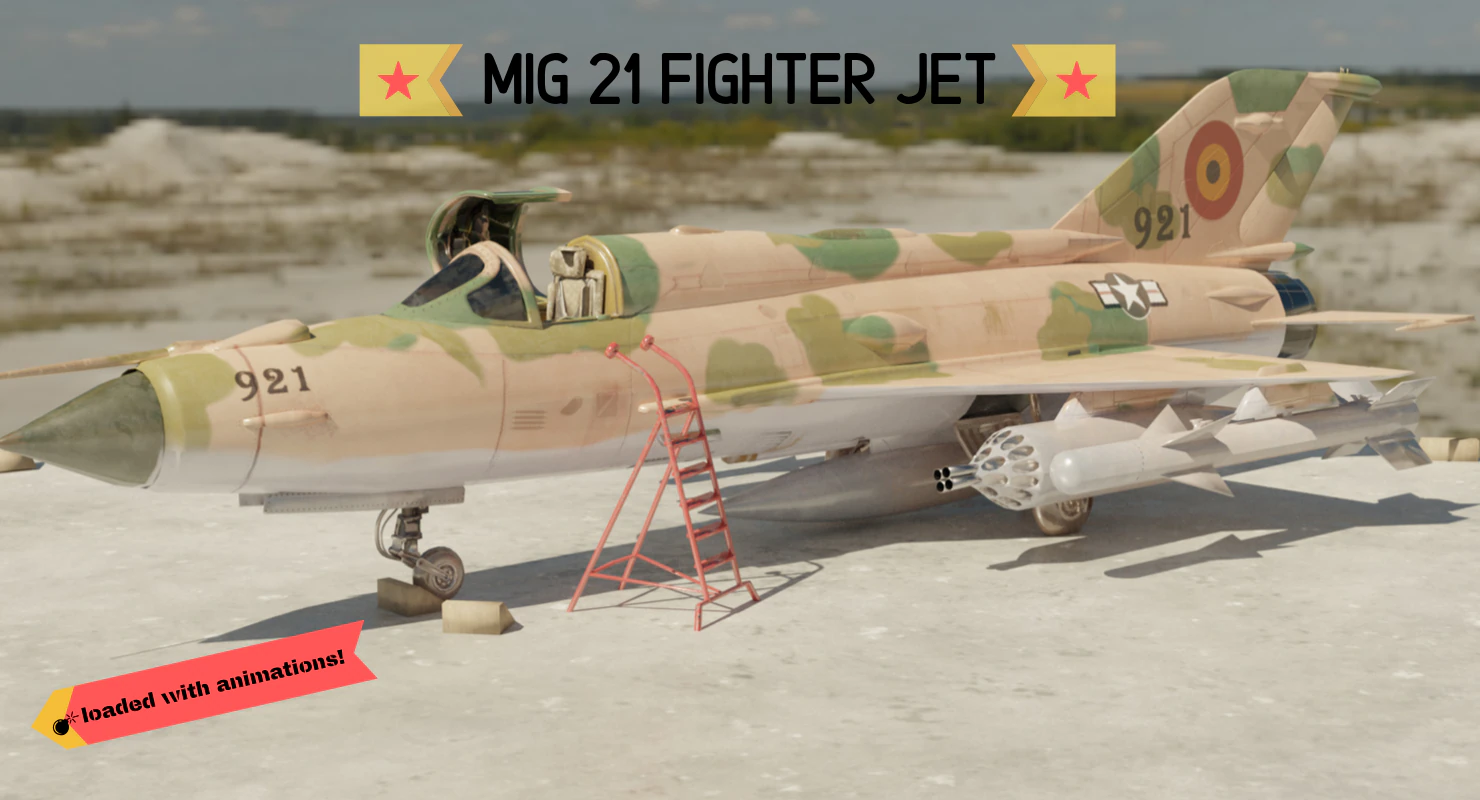 mig 21 - rigged animated - with interior - m4 3D Model .c4d .max .obj .3ds .fbx .stl .blend 