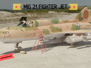 mig 21 - animasi yang dicurangi - dengan interior - m4 Model 3D