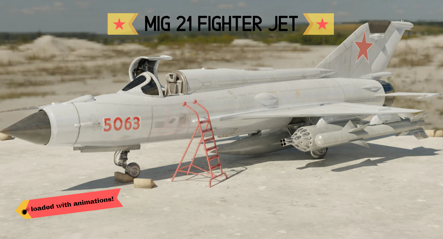 mig 21 - rigged animated - with interior - m5 3D Model .c4d .max .obj .3ds .fbx .stl .blend 