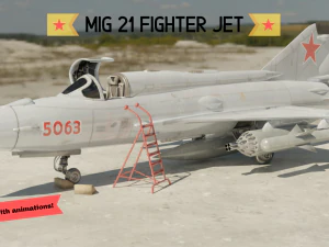 mig 21 - rigged animado - com interior - m5 Modelo 3D