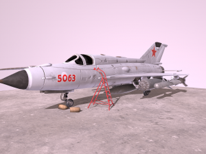 mig 21 - rigged animated - with interior - m5 Model 3D