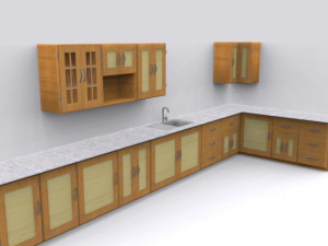 low poly kitchen interior 3D 모델