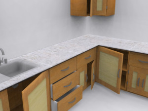 low poly kitchen interior 3D-Modell