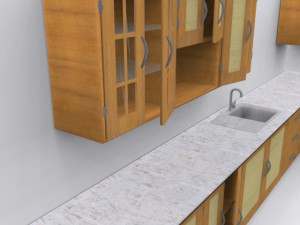 low poly kitchen interior 3D-Modell