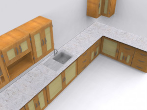 low poly kitchen interior 3D-Modell