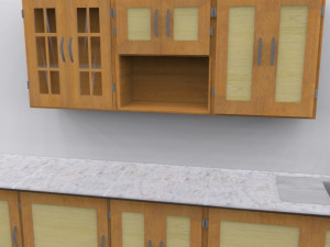 low poly kitchen interior 3D-Modell