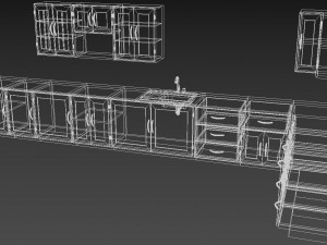 low poly kitchen interior 3D-Modell