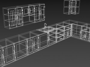 low poly kitchen interior 3D-Modell