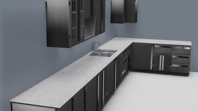 low poly kitchen grey 3D 모델 .c4d .max .obj .3ds .fbx .stl .blend 