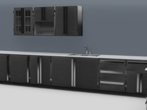 low poly kitchen grey 3D 모델