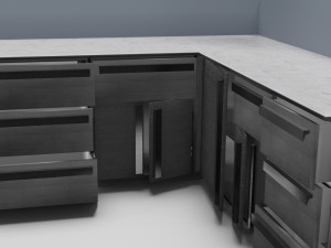 low poly kitchen grey 3D 모델
